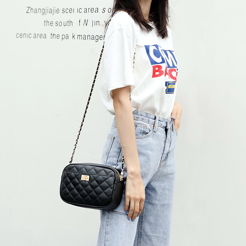 IELGY Túi Đeo Vai Họa Tiết Hình Thoi Thời Trang Cho Nữ