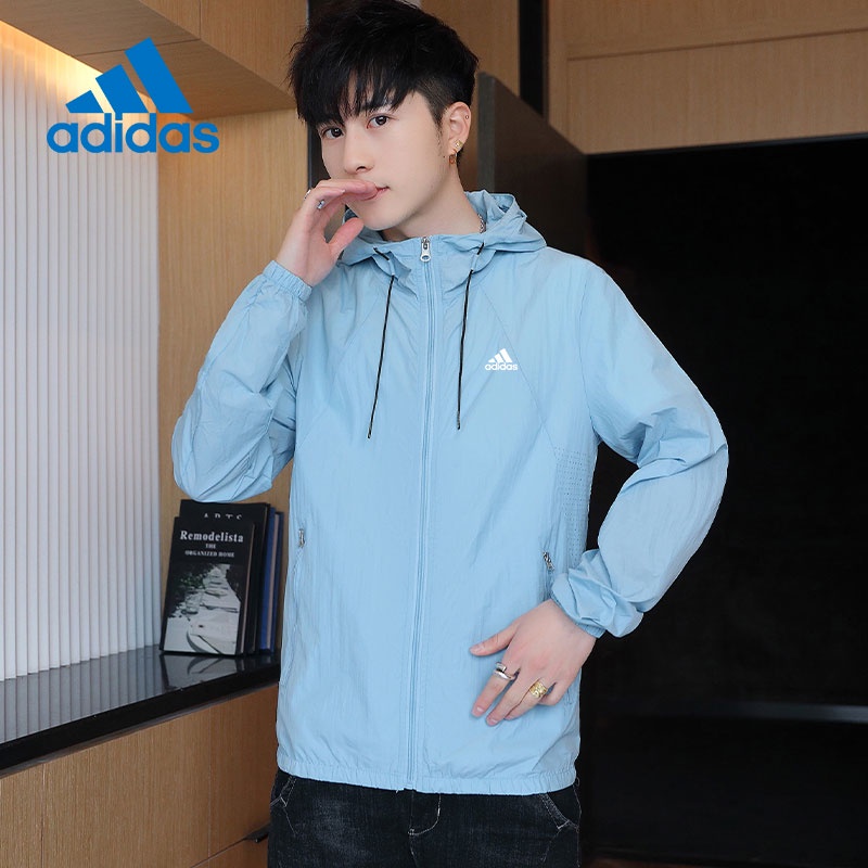 Adidas Áo Khoác Chống Nắng/Tia UV Nhanh Khô Thoáng Khí Có Túi Khóa Kéo Thời Trang Mùa Hè Cho Nam Và Nữ