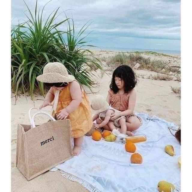 Túi cói meri đi biển siêu đẹp sang chảnh rộng thoải mái đựng đồ