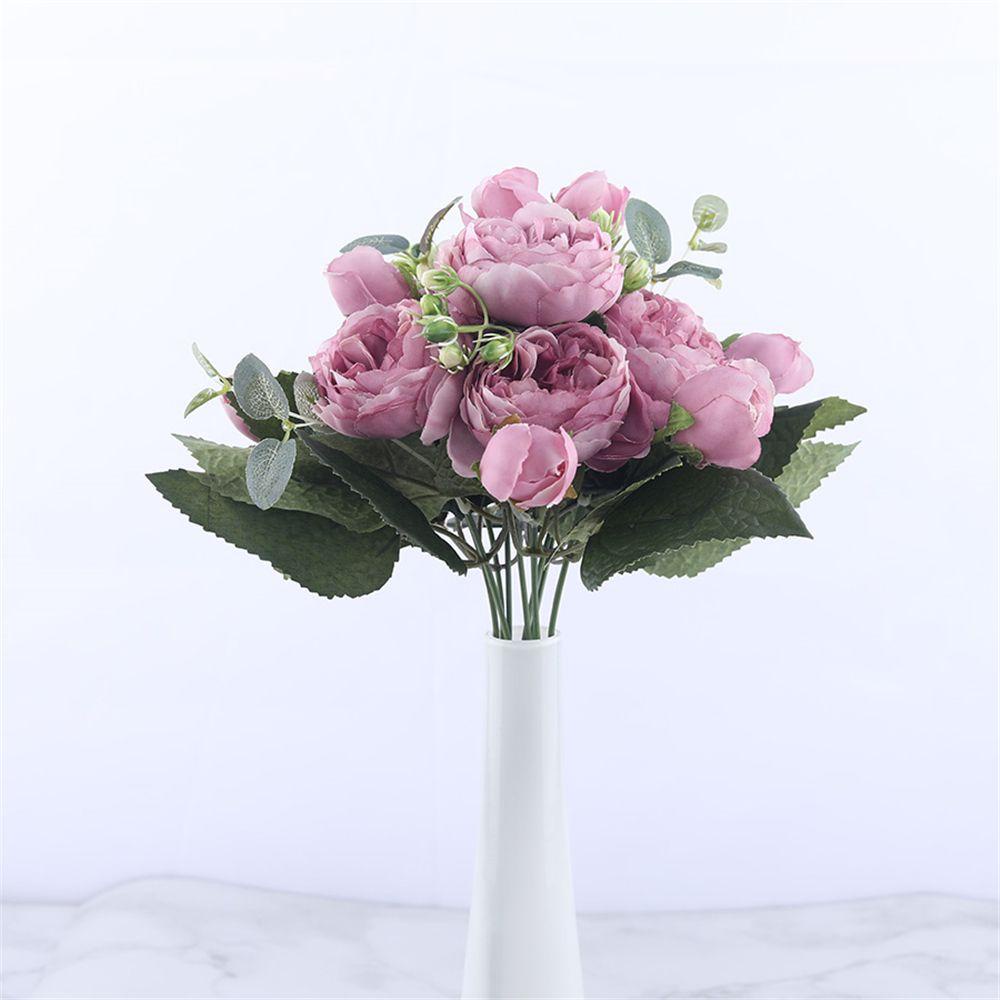 LANFY Bó Hoa Hồng Giả 9 Bông 30cm Trang Trí Tiệc Cưới