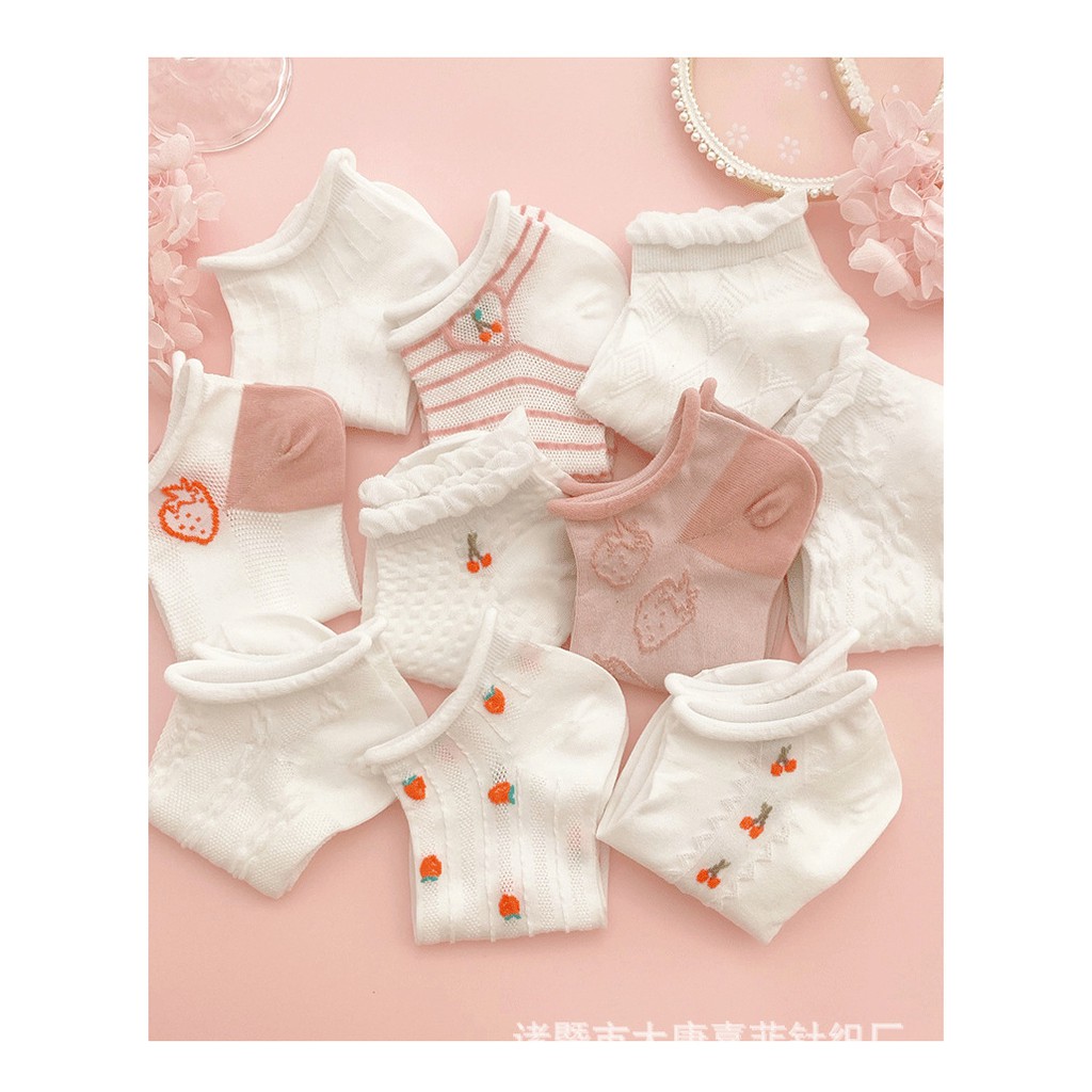 ❤️FREESHIP❤️ Tất - Vớ  Ulzzang Cổ Ngắn gân tăm Phong Cách Vintage Hàn Quốc họa tiết siêu xinh TA21