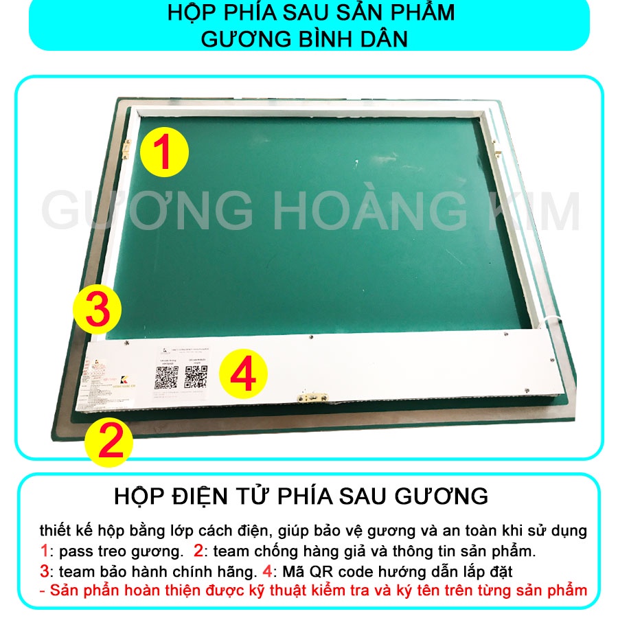 Gương toàn thân có đèn led cảm ứng treo tường không viền giá rẻ kích thước 40x100,40x120,50x120cm- guonghoangkim hk1010