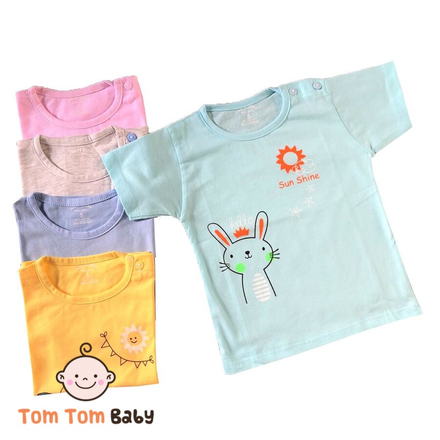 Áo sơ sinh (1 cái) cotton Thái Hà Thịnh | Mẫu cài vai tay ngắn | Size 3-5 cho bé 7-11kg | quần áo trẻ em