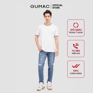 Áo thun nam phối bo kẻ GUMAC Hàn Quốc năng động, trẻ trung ATNB1184