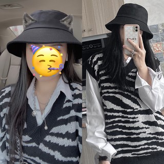 Áo gile len nữ ngựa vằn ảnh thật