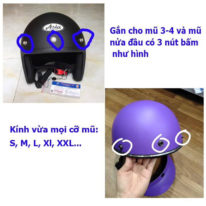 Kính Mũ Bảo Hiểm 3/4 + 1/2 các loại