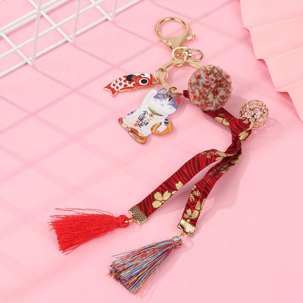 Móc Khóa Gắn Điện Thoại Di Động Hình Mèo May Mắn Đáng Yêu