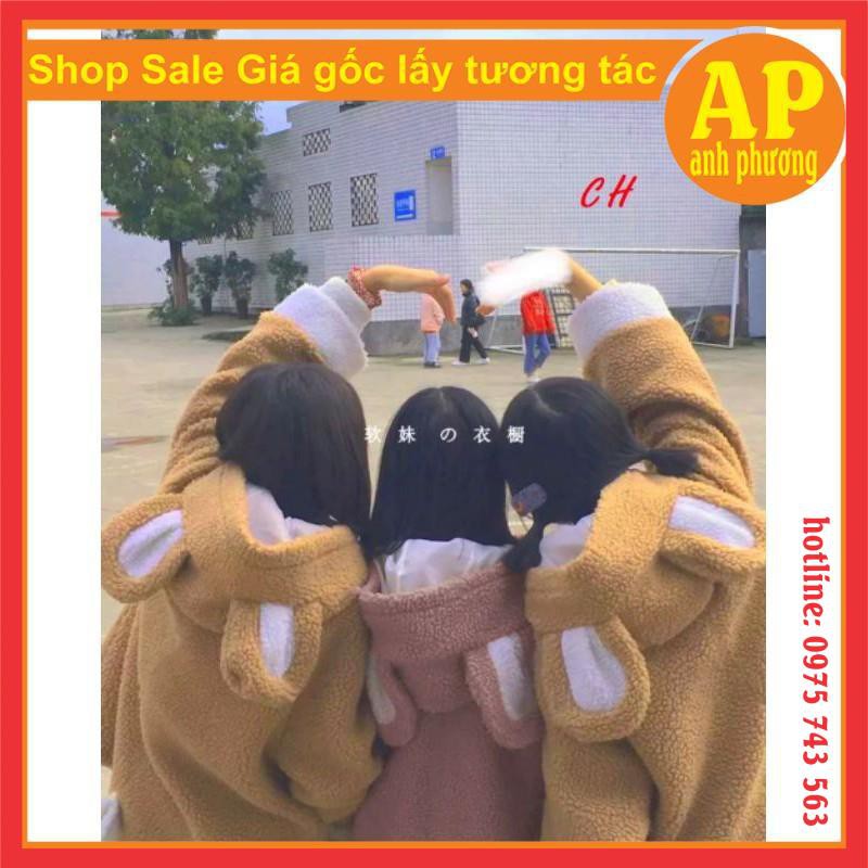 Áo gấu lông có đuôi kèm ảnh thật sp form thụng giá rẻ nhất áo khoác nữ áo lót lông | BigBuy360 - bigbuy360.vn