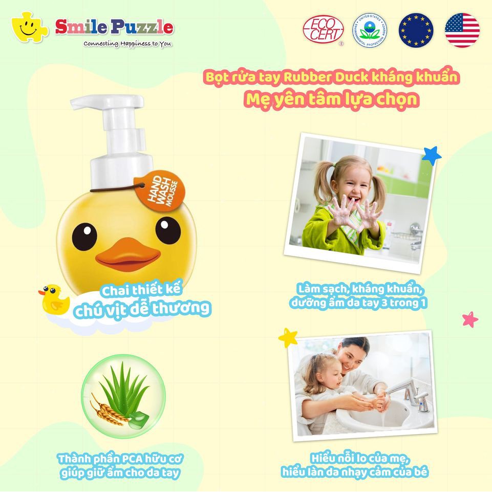 HÀNG NHẬP KHẨU -Rubber Duck Bọt rửa tay kháng khuẩn 400ml