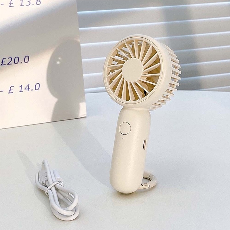 Quạt Mini Cầm Tay Sạc Cổng USB Màu Trắng Kem Phong Cách Hàn Quốc