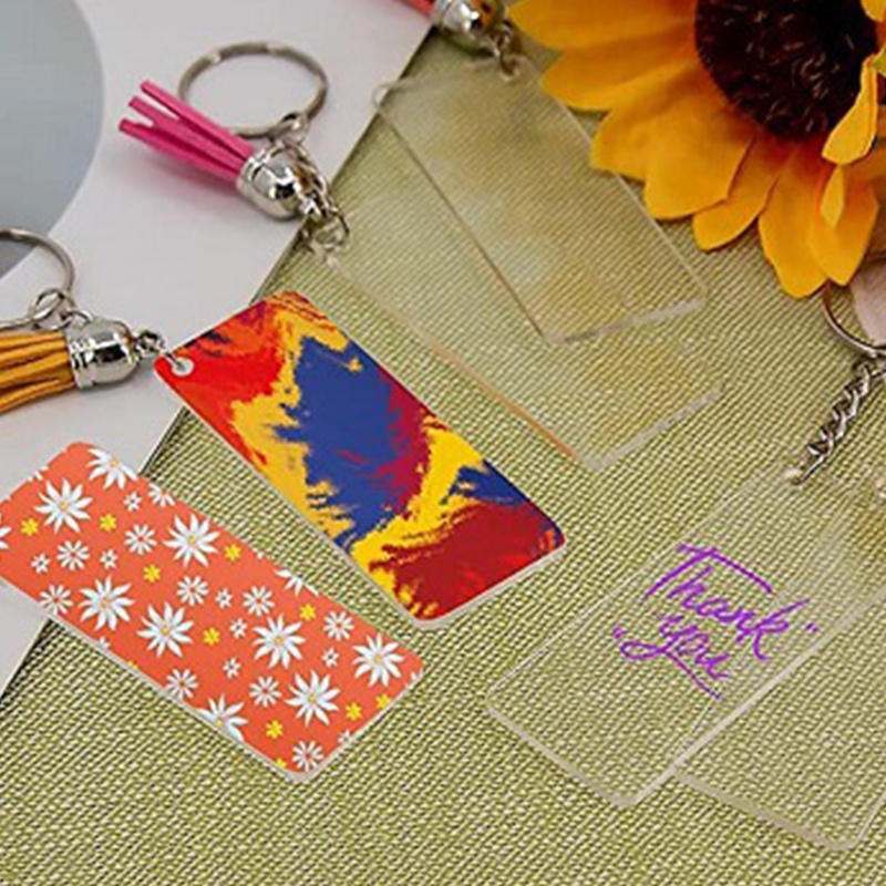 Set 30 Móc Khóa + 30 / 30 Móc Chìa Khóa + 30 Hạt Nhựa Acrylic Rỗng Hình Chữ Nhật