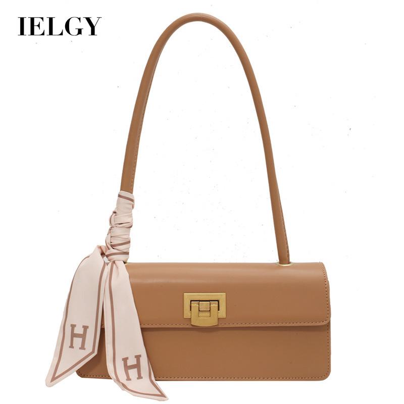 Túi đeo vai IELGY cứng phối khóa kèm khăn lụa thiết kế thời trang cho nữ