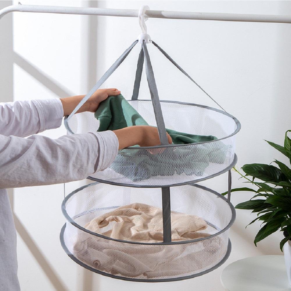 Giá phơi thú bông và đồ dày 2 tầng- Vải lưới tự bung gấp gọn mã 70053