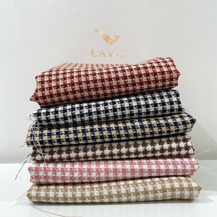 Vải Bố Caro 577 cao cấp nhà Lavie dày dặn,cổ điển, vải may váy đầm, phụ kiện trang trí.