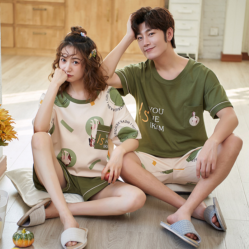 áo nữ đồ bộ pyjama Pijama Set Đồ Ngủ Vải Phi Bóng Phong Cách Hàn Quốc Quyến Rũ Cho Cặp Đôi Đồ ngủ đôi đồ mặc nhà thu đông lụa cặp đôi cao cấp nam