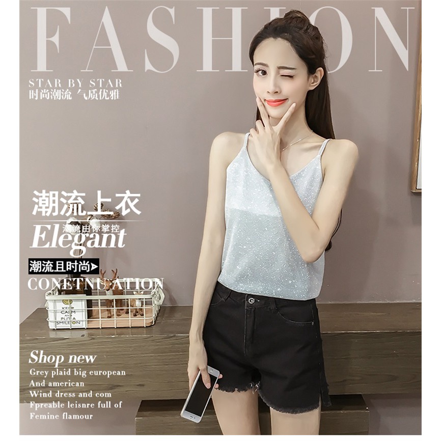 Áo hai dây len cổ V dịu dàng sang thu