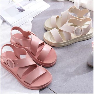 Dép Sandal nữ dép nhựa dẻo đi mưa Không Thấm nước Có 3 Mầu hồng, kem, đen HOT 2019