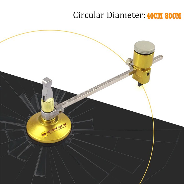 Dao Cắt Kính Compa Cắt Nhôm Kính Làm Gương Tròn 40cm 60cm 80cm