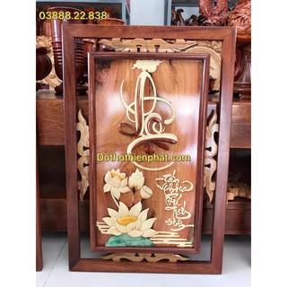 Bộ tranh phúc lộc thọ gỗ gõ đỏ 60cm
