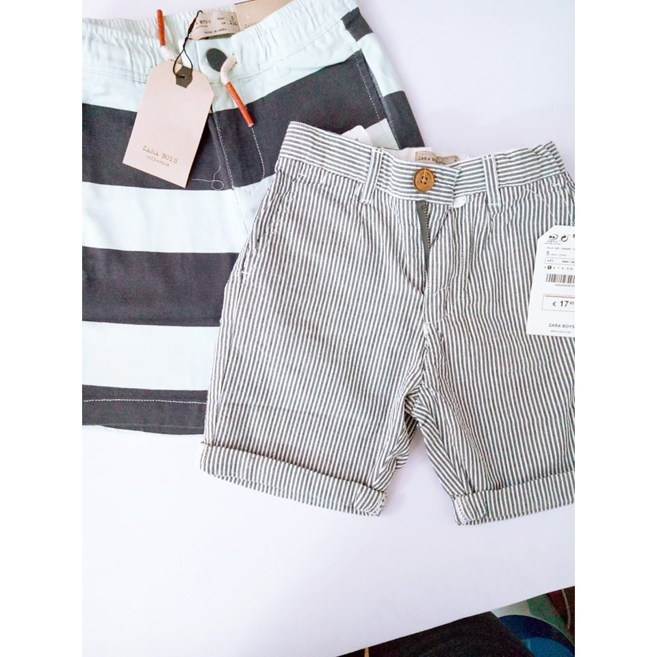 Quần thô nhăn và kaki kẻ ngang Zara