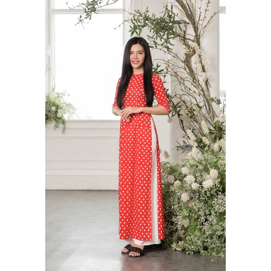 ÁO DÀI CHẤM BI GIÁ TỐT PHOM ĐẸP