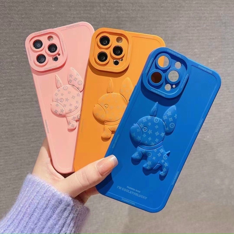 Ốp cao su TPU hình chú chó PITBULL nổi LV ip13 pro max