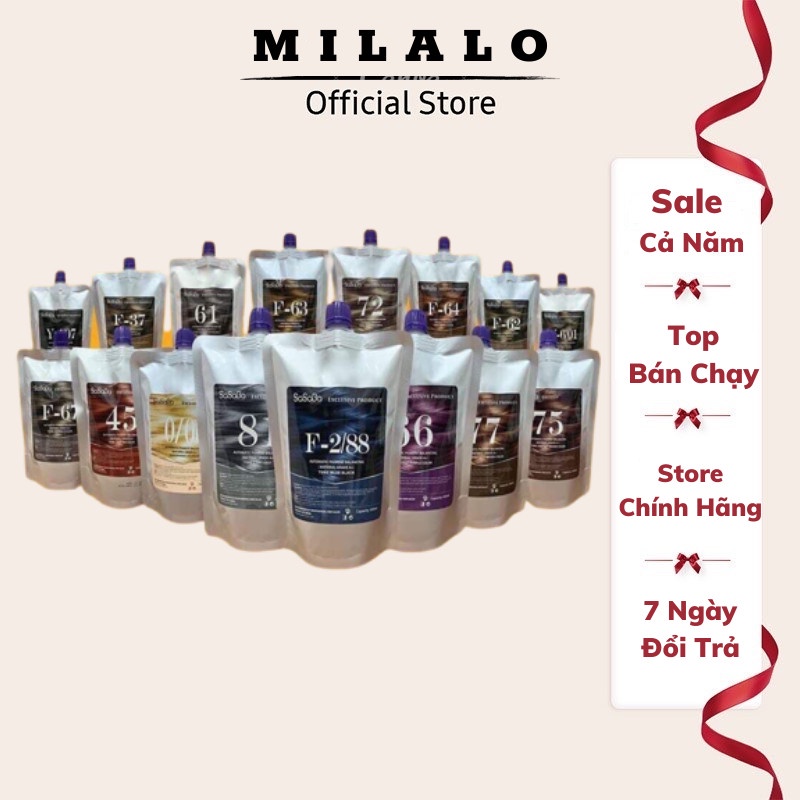 Thuốc nhuộm phủ bạc SASABA tự cân bằng nhiều khúc màu túi 450ml - MILALO