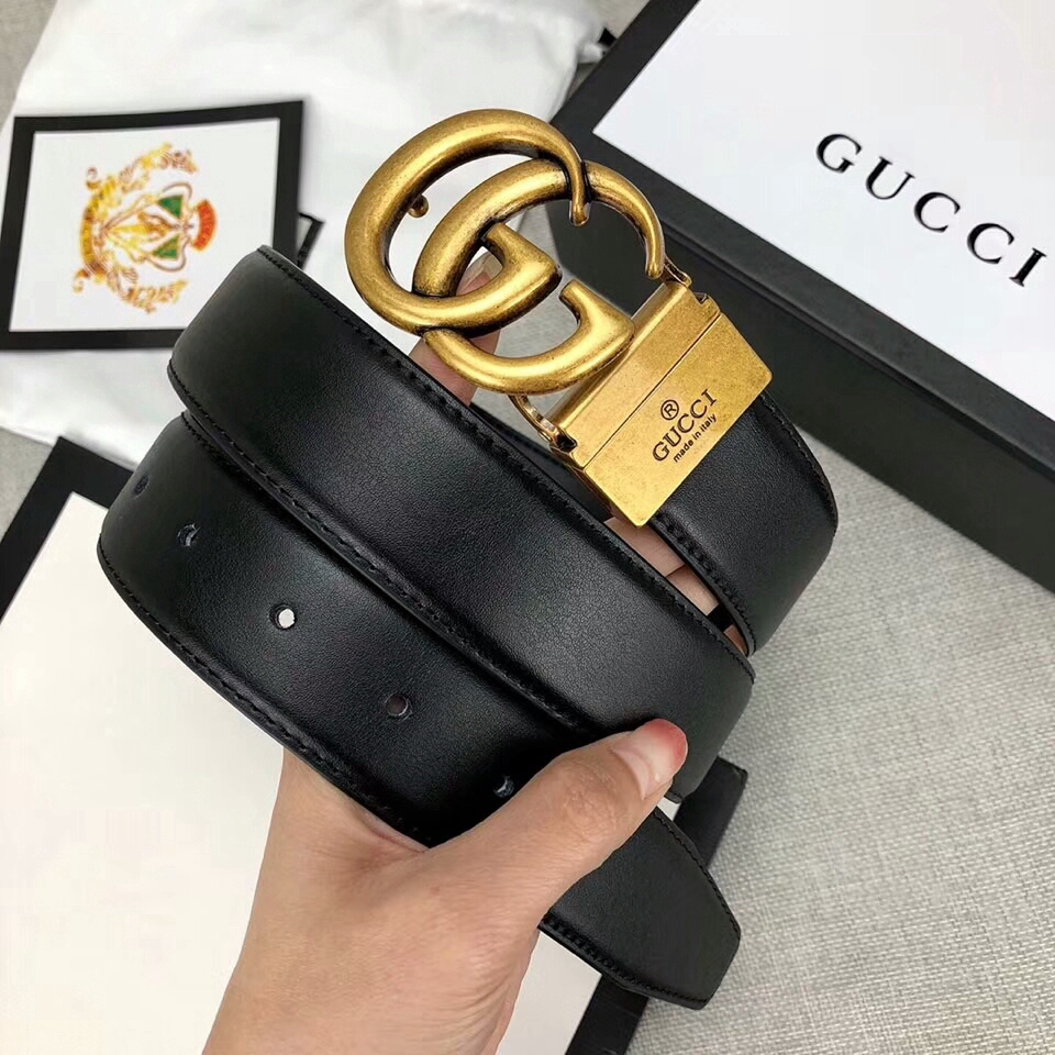 Dây thắt lưng da Gucci có khóa cài chữ G đôi thời trang dành cho cả nam và nữ