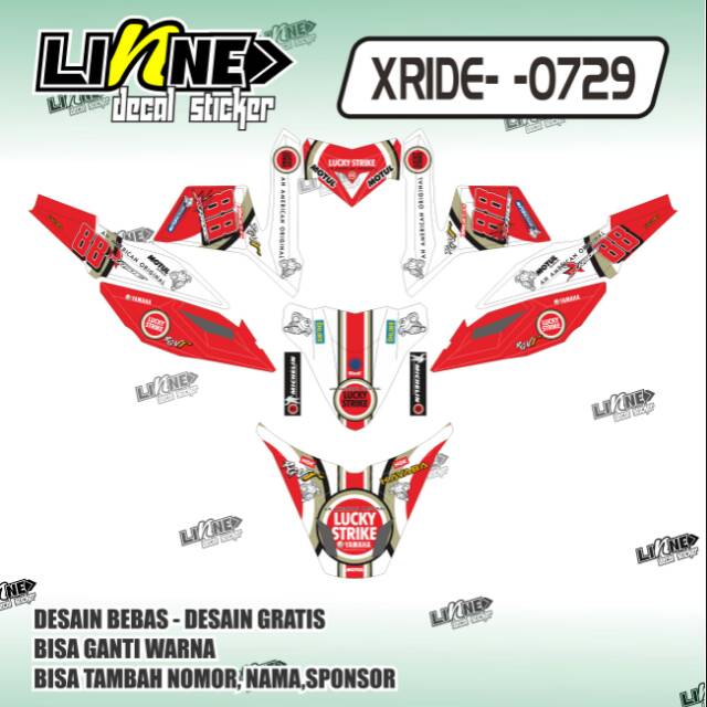 Decal Dán Trang Trí Xe Yamaha Xride Lucky Strike 729