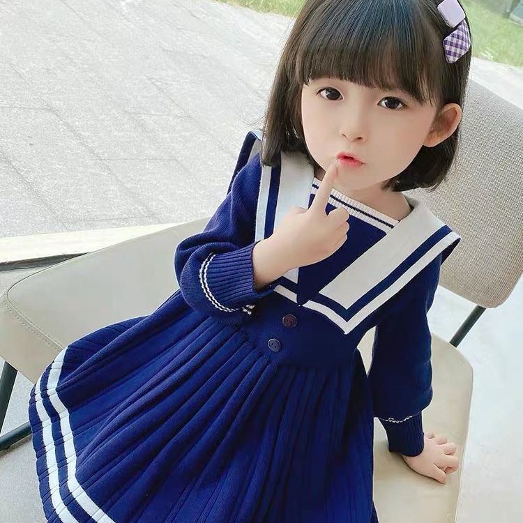Đầm Dệt Kim Tay Dài Phong Cách Phương Tây Thời Trang Thu Đông Mới Cho Bé Gái