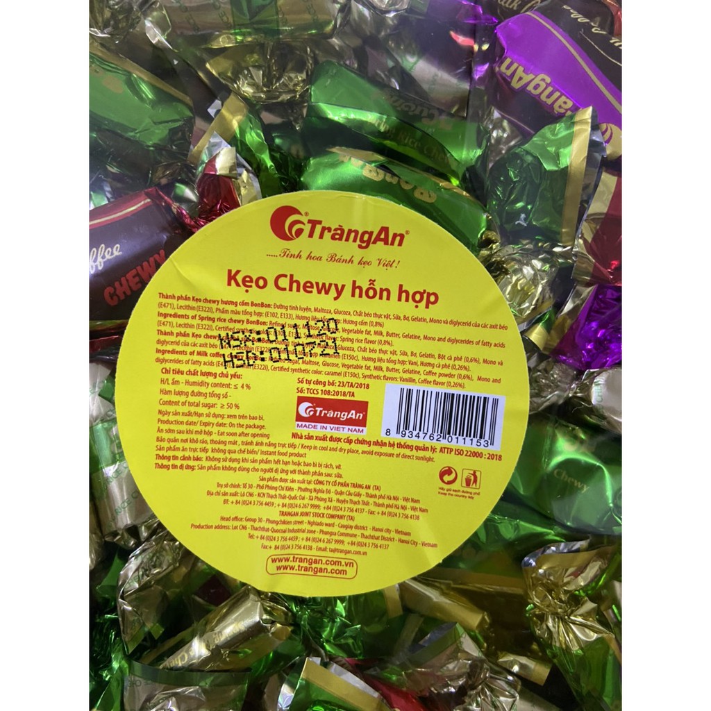 HỘP KẸO CHEWY HÌNH HOA TRÒN TRÀNG AN HỖN HỢP 250G