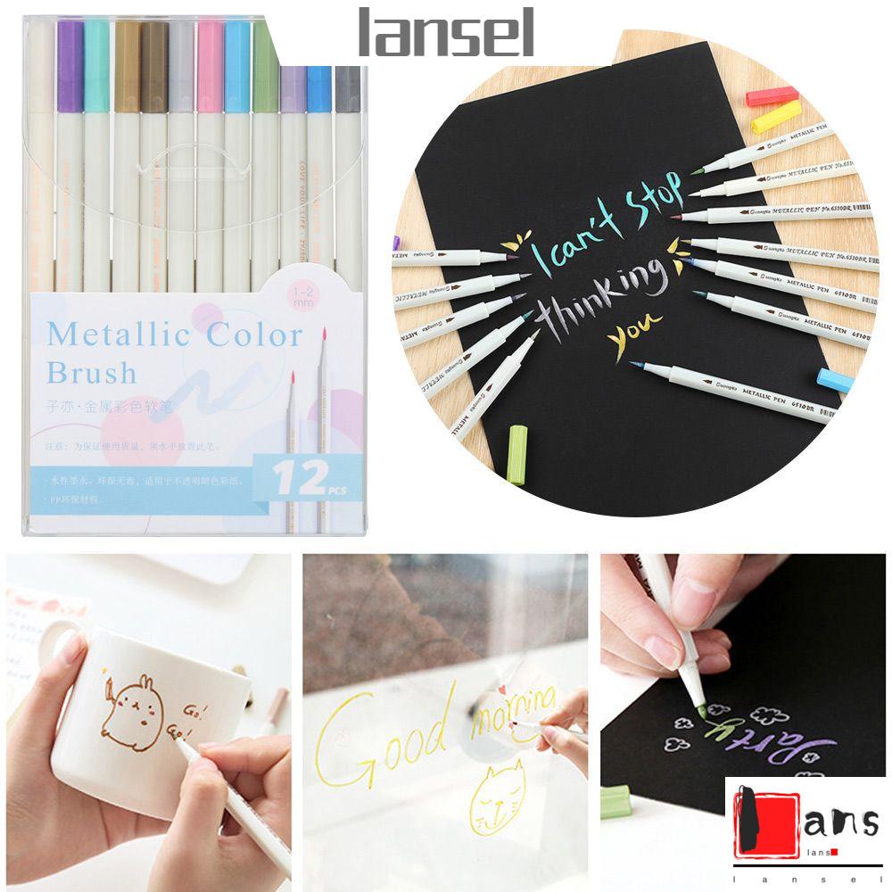 Bút Vẽ Trang Trí Nghệ Thuật Đầu Mềm Mại 12 Màu Sắc