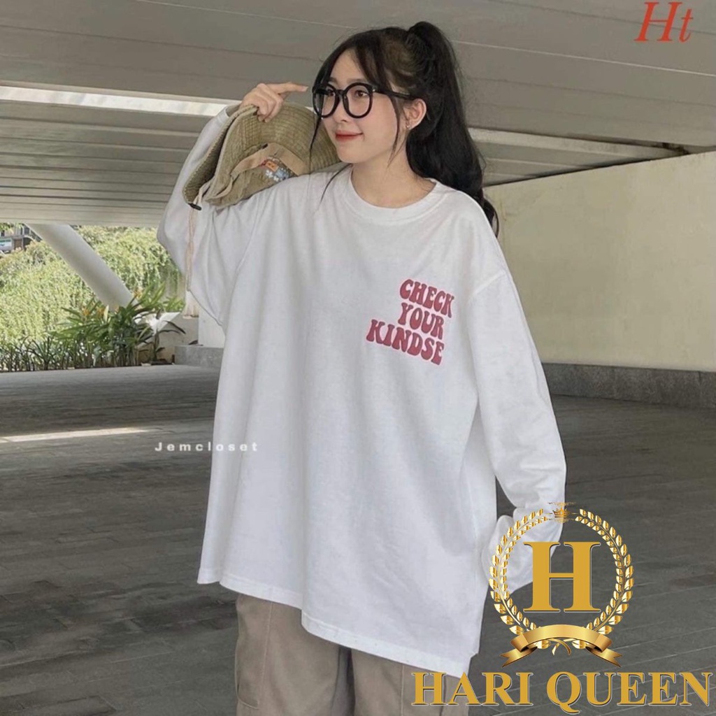 Áo thun dài tay in chữ Really góc ngực HARIQUEEN