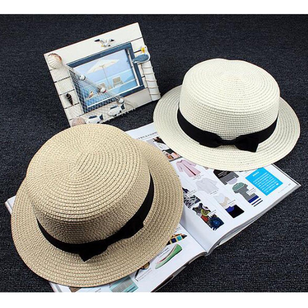 Mũ vành rơm thắt nơ ruy băng