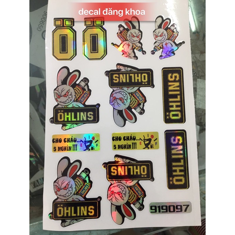 Tem hình dán thỏ 7 màu siêu mới