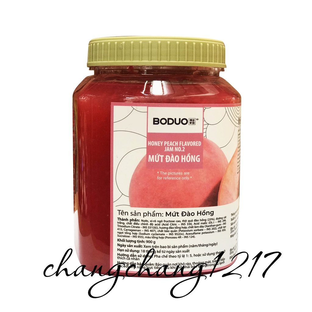Mứt Sinh Tố Trái Cây Boduo Đào Hồng Hủ 900gr