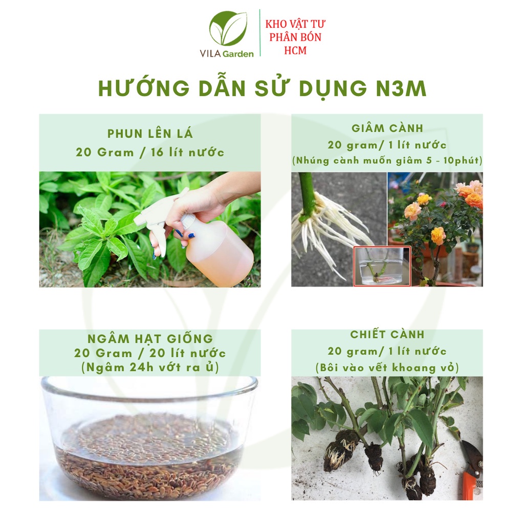 Phân Bón Lá Kích Rễ N3M lọ 100g, Ra Rễ Cực Mạnh