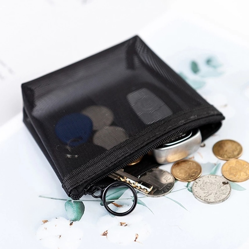 Túi Lưới Thoáng Khí Màu Đen Đựng Mỹ Phẩm/Đồ Trang Điểm Du Lịch Cho Nữ