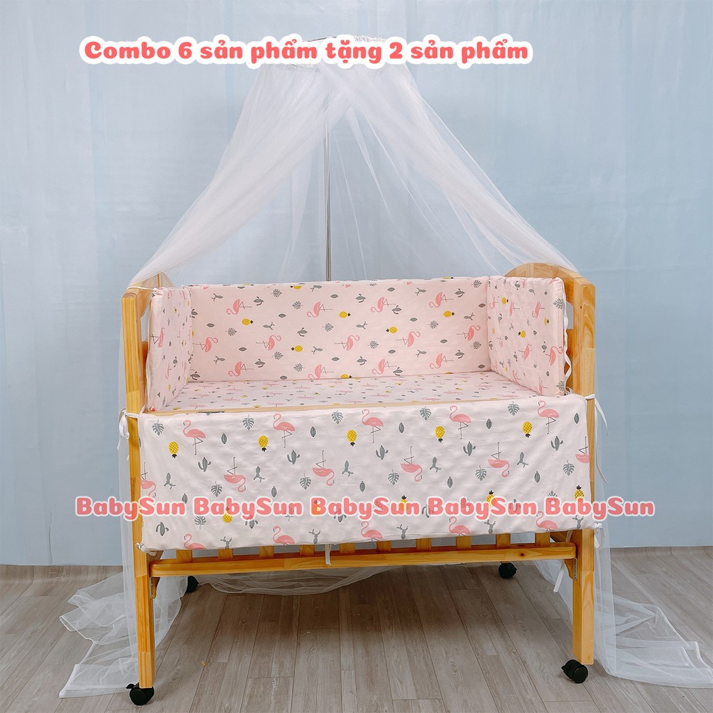 Giường Cũi Cho Bé Cũi Trẻ Em BabySun Chất Liệu Gỗ Thông Kích Thước 130x80x96cm Bào Hành 12 Tháng Hàng Xuất Khẩu