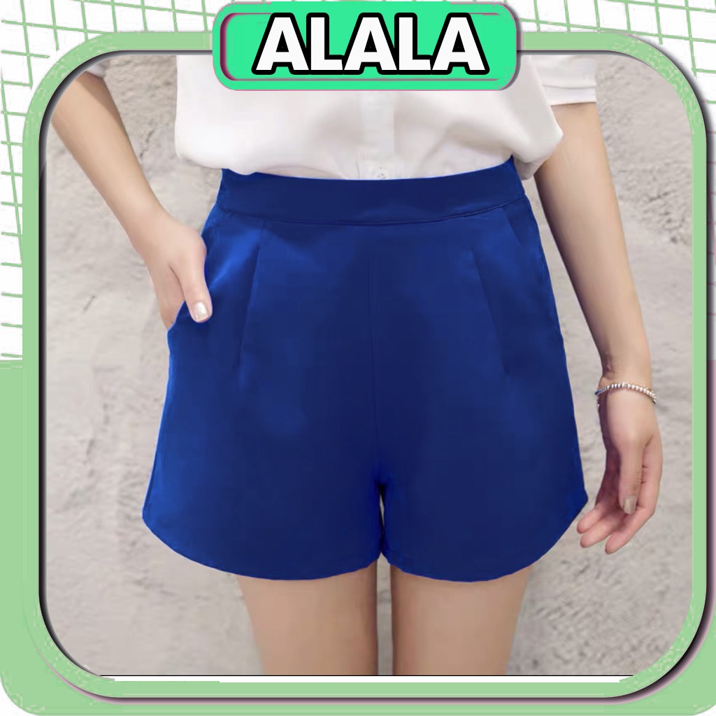 Quần short đùi nữ cạp cao chất tuyết mưa Quần đùi ôm lưng cao có túi ALALA