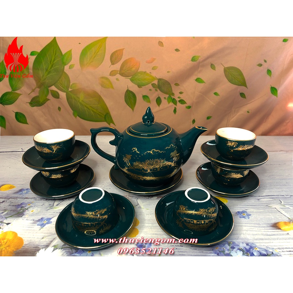 Bộ Ấm Chén Uống Trà Bộ Ấm Chén Bát Tràng Cao Cấp Bưởi Đồng Quê