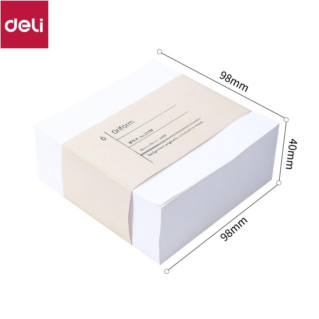 Giấy Nhắn Sticky Note Deli 98x98mm - 400 tờ - màu trắng/nâu - 1 tệp - 21708/21709 [Deli]