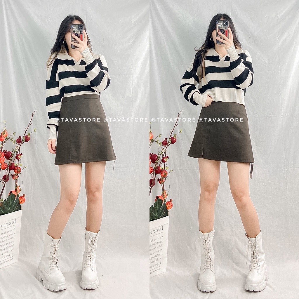 Áo len polo kẻ ngang