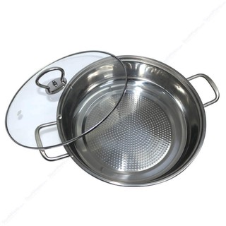 Nồi lẩu inox đáy từ 30cm vung kính