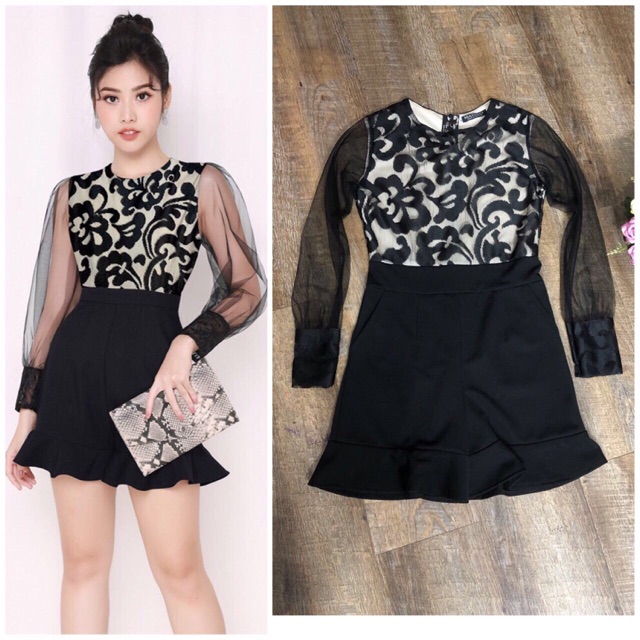 J9722409-Jum short ren tay dài phối lưới xinh xắn