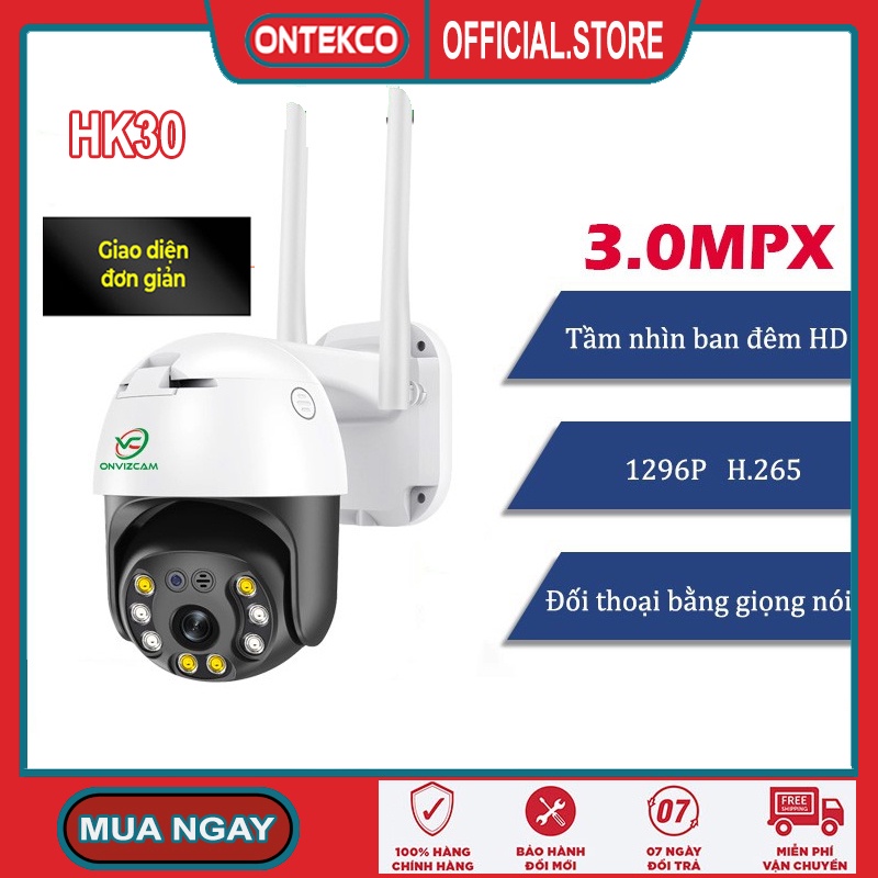 Camera giám sát wifi ONVIZCAM HK30 ngoài trời xoay 360 chống nước CARECAM 3.0 MPx có kết nối smart TV | BigBuy360 - bigbuy360.vn