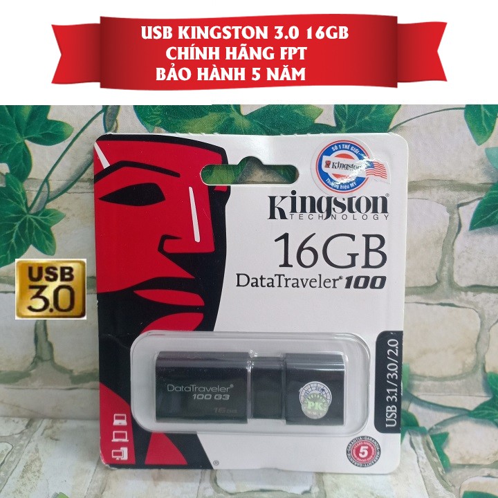 USB 16GB 3.0 Kingston DataTraveler Chính hãng FPT bảo hành 5 năm