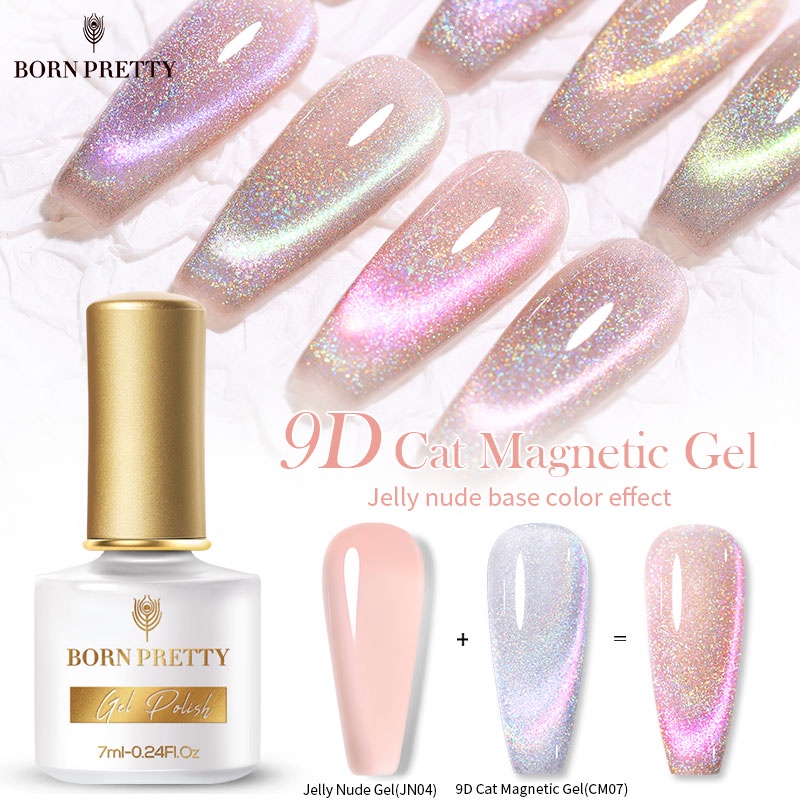 Gel sơn móng tay từ tính 9D BORN PRETTY màu hồng thương 7ml