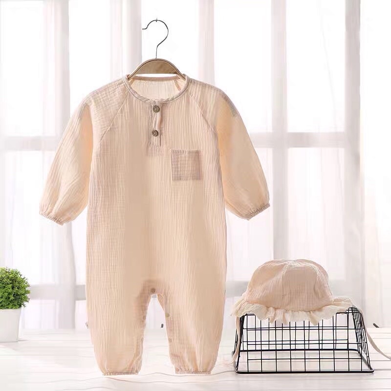 Bodysuit chất xô muslin tree cao cấp cho bé trai bé gái xuất Nhật