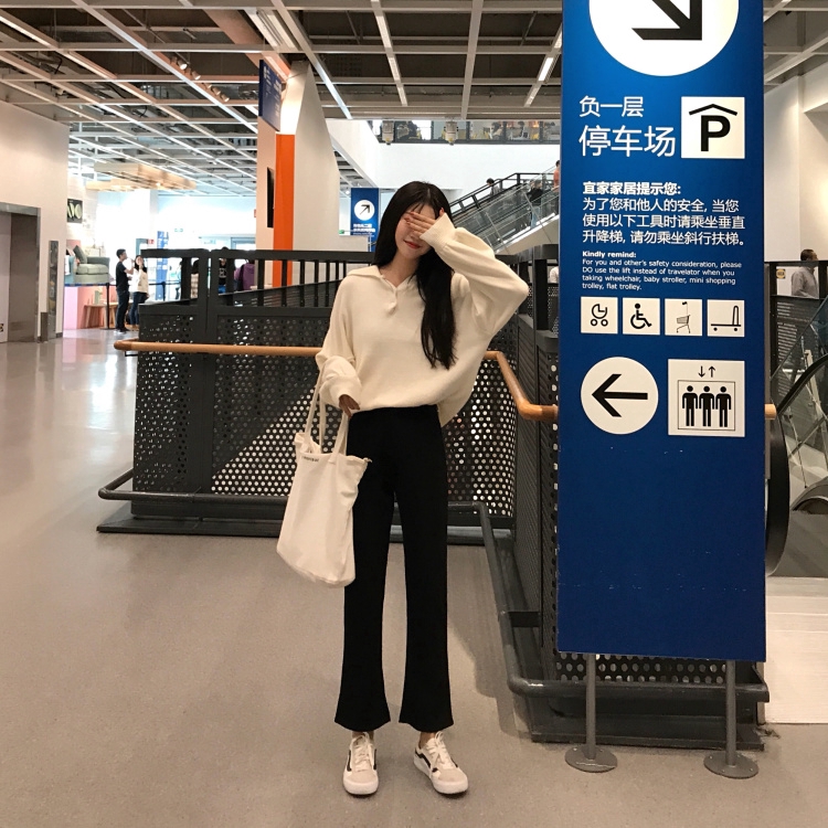 SUXI Quần Ống Loe Lưng Cao Theo Phong Cách Retro Hàn Quốc